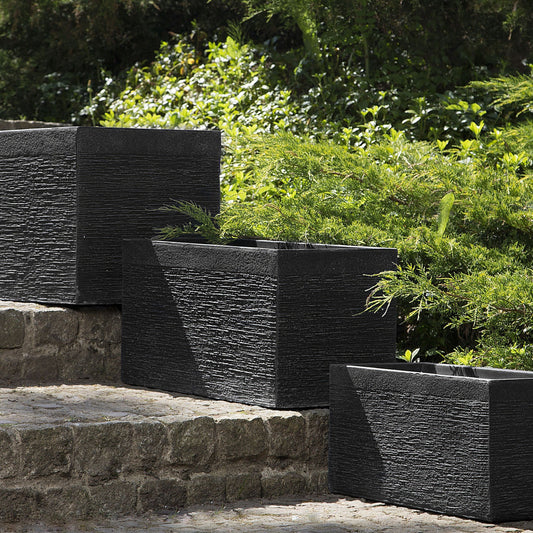 Verdant Black Fibre Clay Planter 60 x 29 x 30cm Rectangular