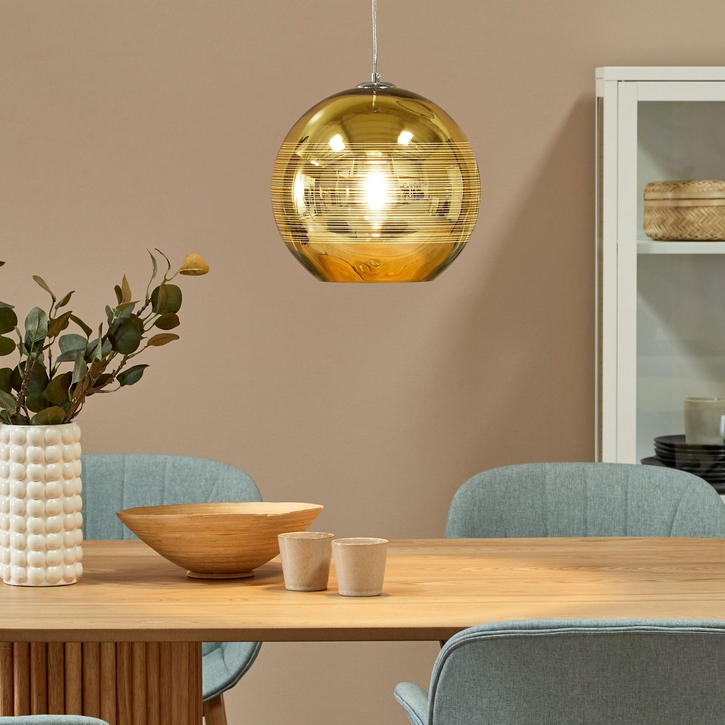 Pendant Lamp Gold Glass Globe 1 Light
