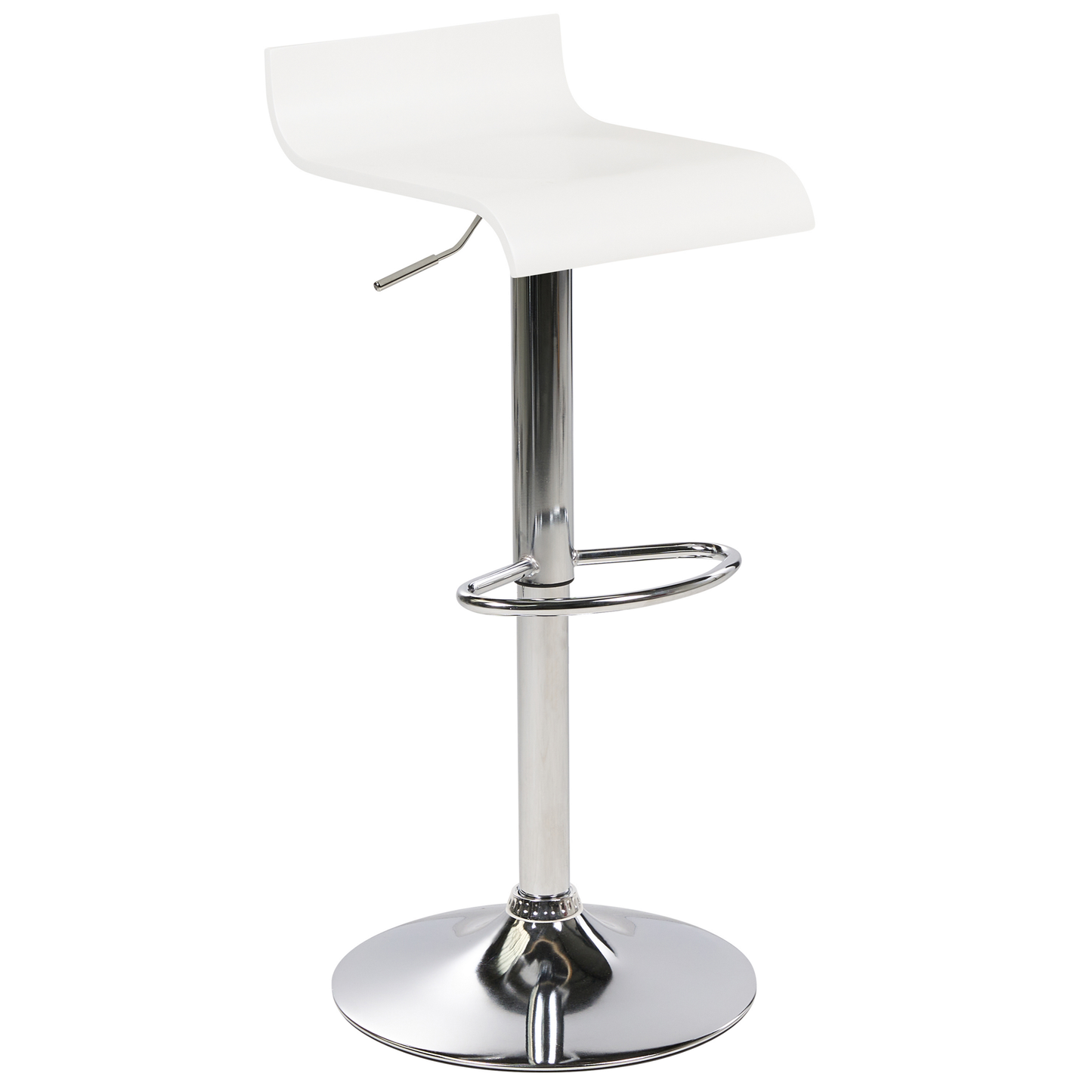 Set Of 2 White Bar Stools With Footrest Swivel Gas Lift