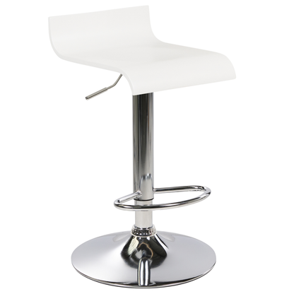 Set Of 2 White Bar Stools With Footrest Swivel Gas Lift