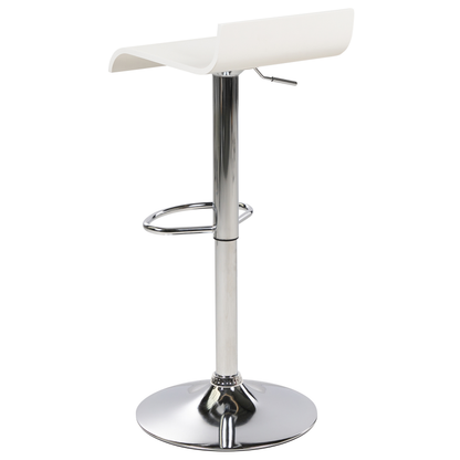Set Of 2 White Bar Stools With Footrest Swivel Gas Lift