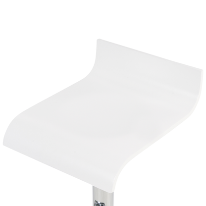 Set Of 2 White Bar Stools With Footrest Swivel Gas Lift