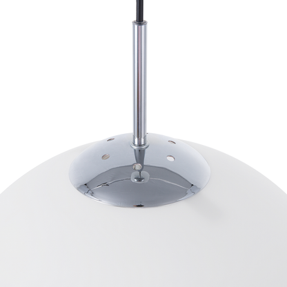 Pendant Lamp Globe White Glass Silver Elements One Light