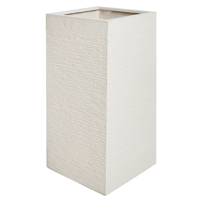 Tall Fibre Clay Plant Pot 33 x 33 x 70cm UV Resistant Light Beige Outdoor Planter