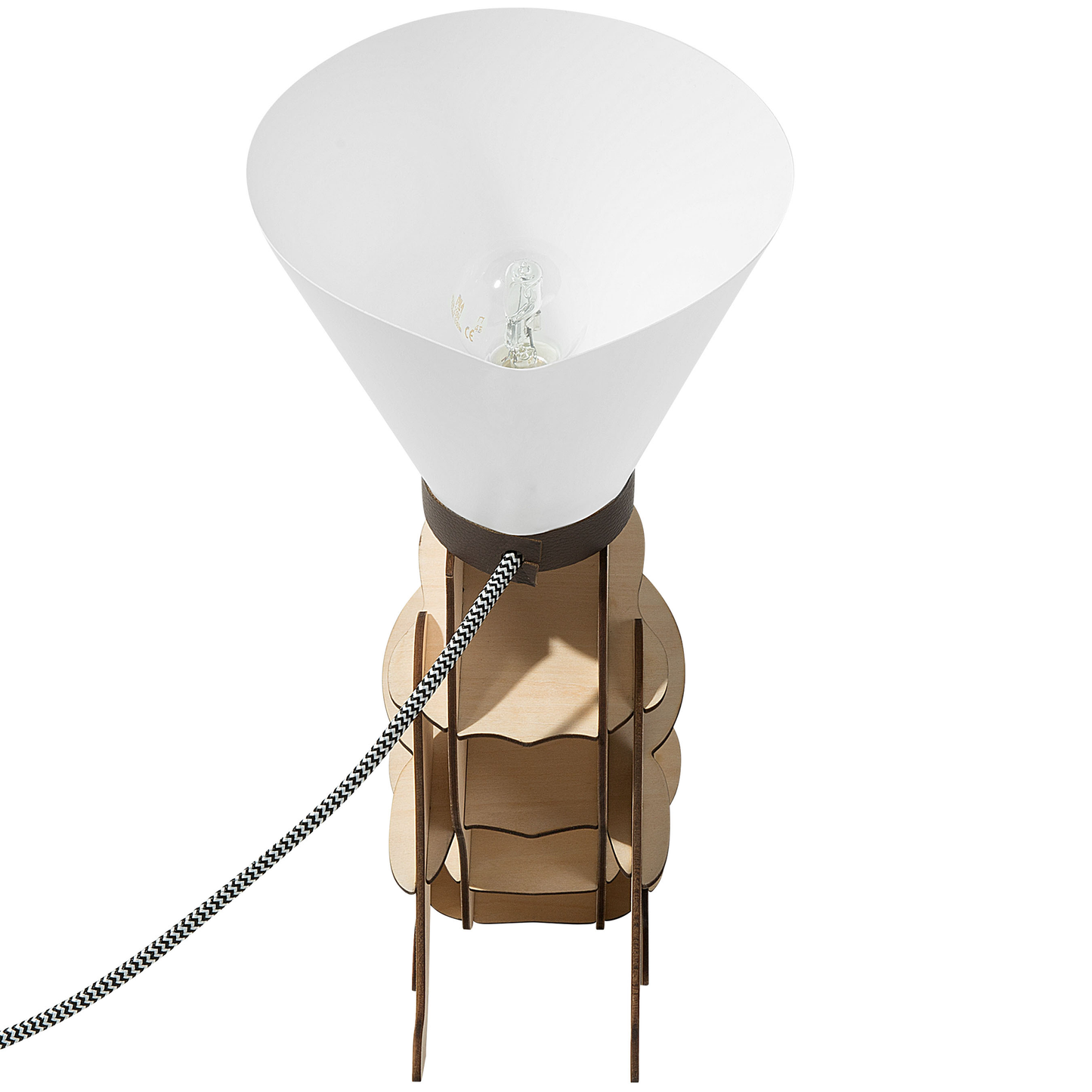 Living Premium Light Brown Dog Table Lamp With White Cone Shade And Wooden Base