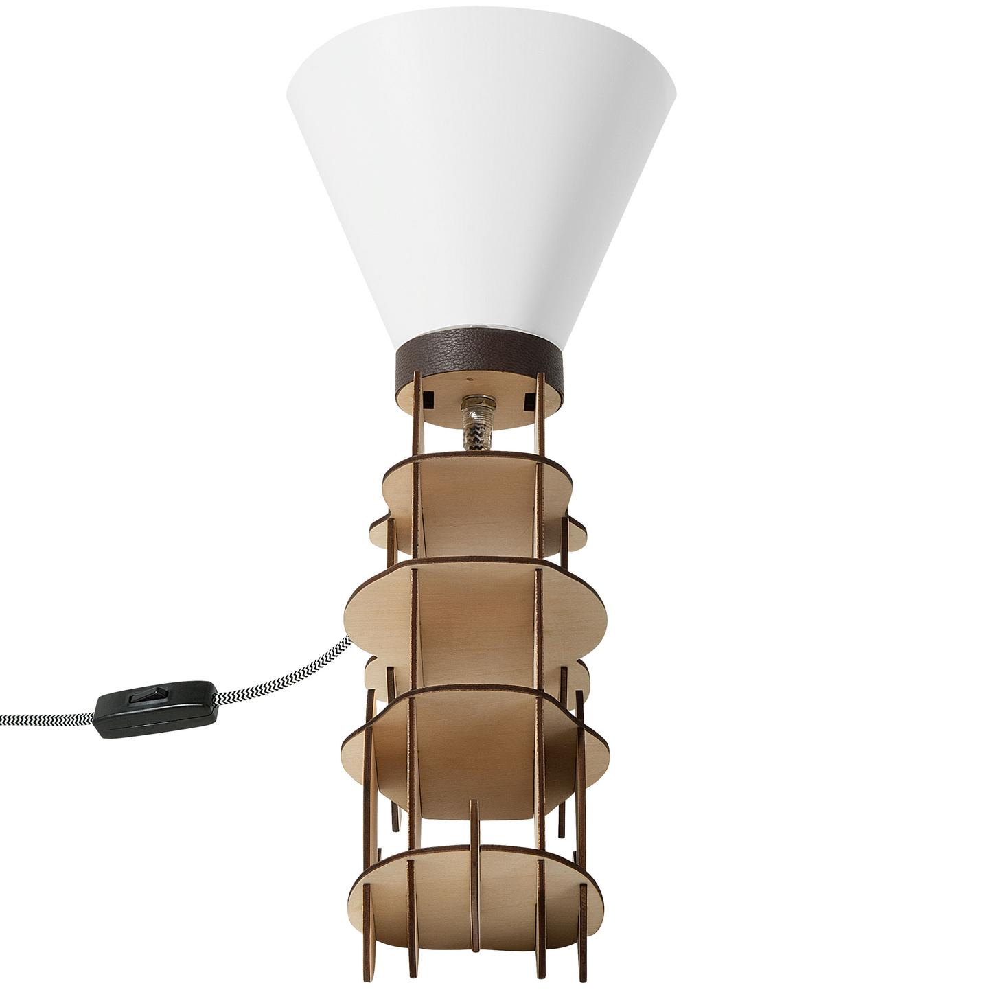 Living Premium Light Brown Dog Table Lamp With White Cone Shade And Wooden Base