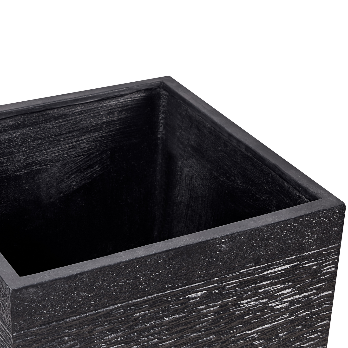 Solid Black Fibre Clay Square Planter UV Resistant 50 x 48cm