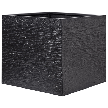 Solid Black Fibre Clay Square Planter UV Resistant 50 x 48cm
