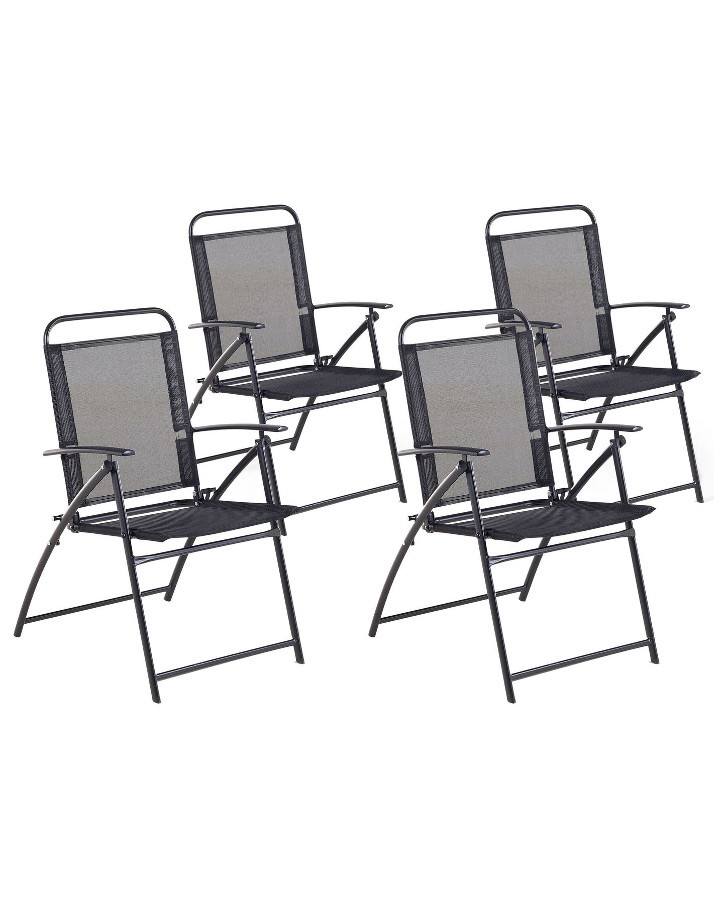 Black Foldable Garden Chairs Set Of 4 Weather Resistant