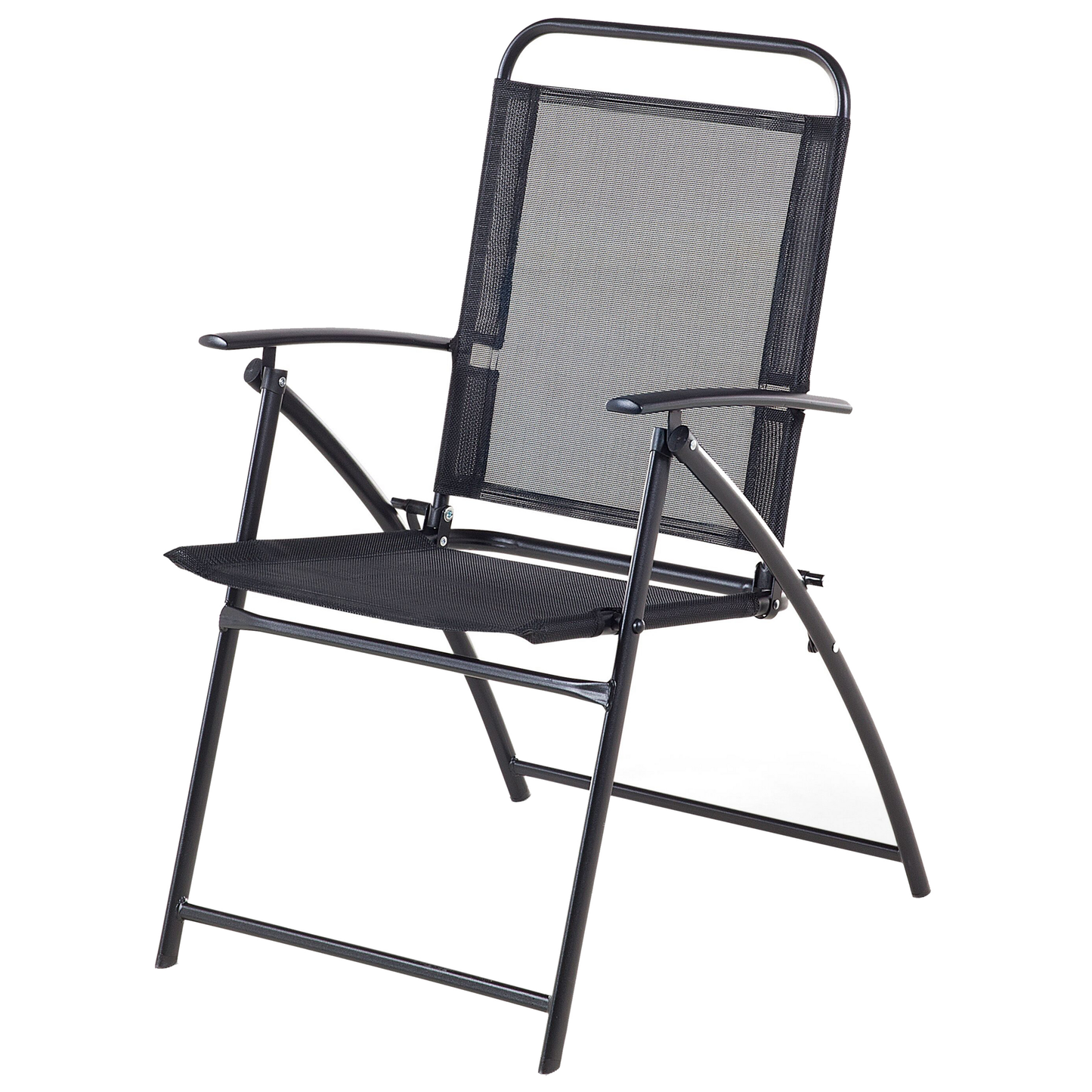Black Foldable Garden Chairs Set Of 4 Weather Resistant