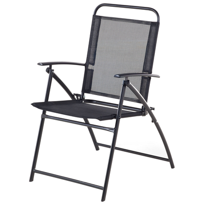 Black Foldable Garden Chairs Set Of 4 Weather Resistant
