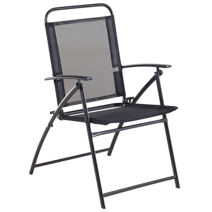 Black Foldable Garden Chairs Set Of 4 Weather Resistant