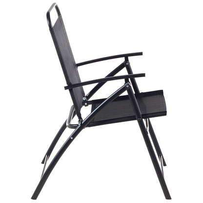 Black Foldable Garden Chairs Set Of 4 Weather Resistant