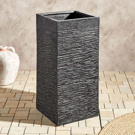 Black Fibre Clay Tall Square Plant Pot 33 x 33 x 70cm