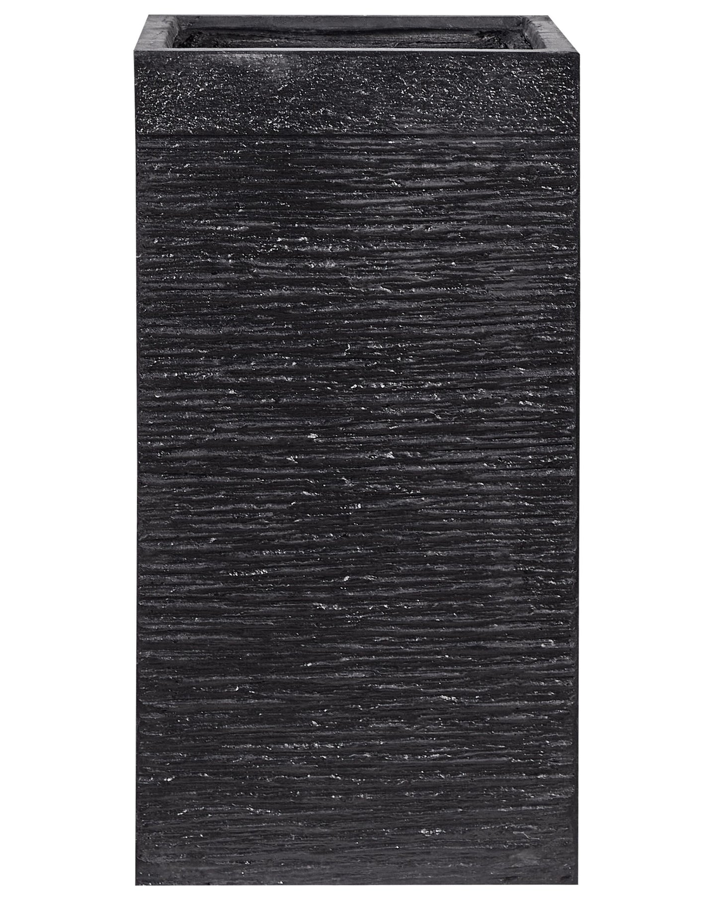 Black Fibre Clay Tall Plant Pot Square 40 x 40 x 77cm Indoor Outdoor