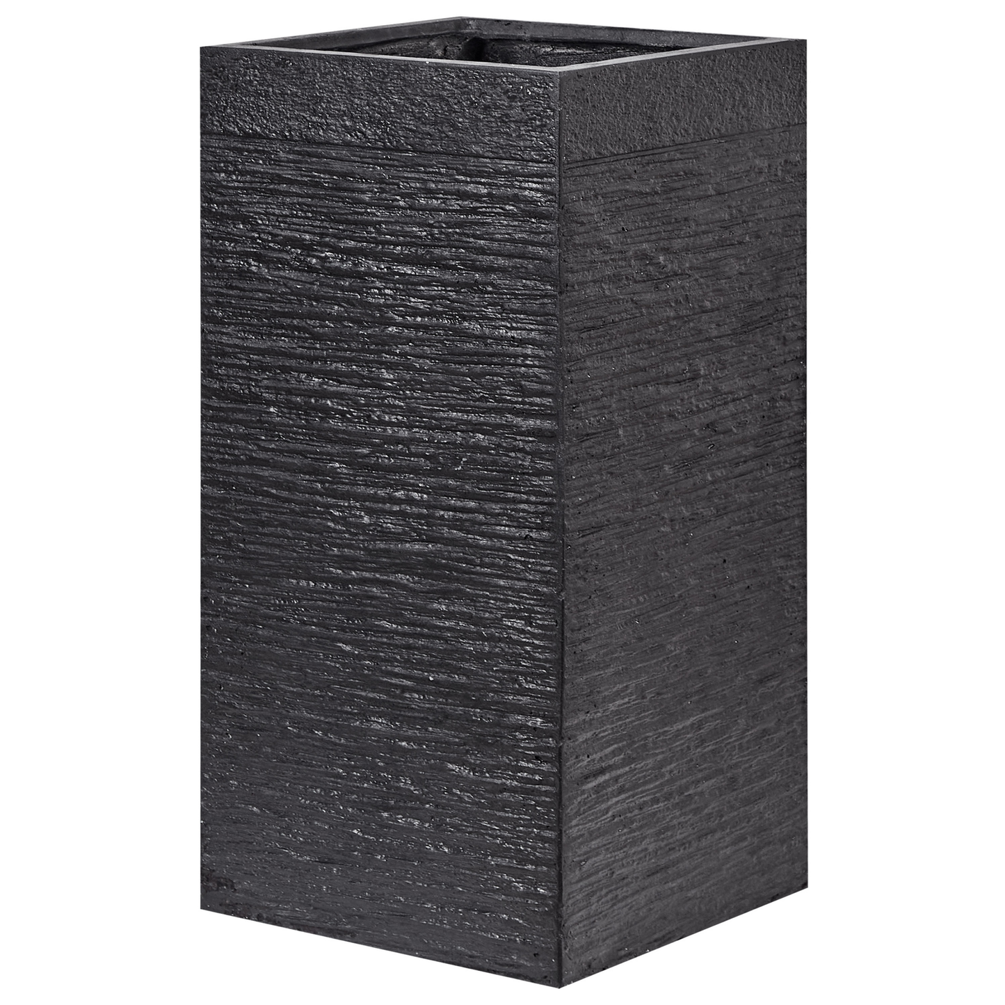 Black Fibre Clay Tall Plant Pot Square 40 x 40 x 77cm Indoor Outdoor