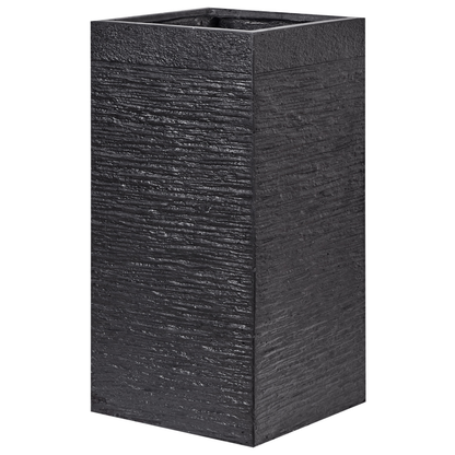 Black Fibre Clay Tall Plant Pot Square 40 x 40 x 77cm Indoor Outdoor