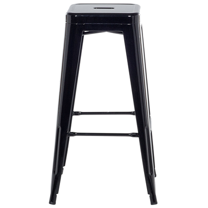 Set Of 2 Black Steel Bar Stools 76cm Stackable