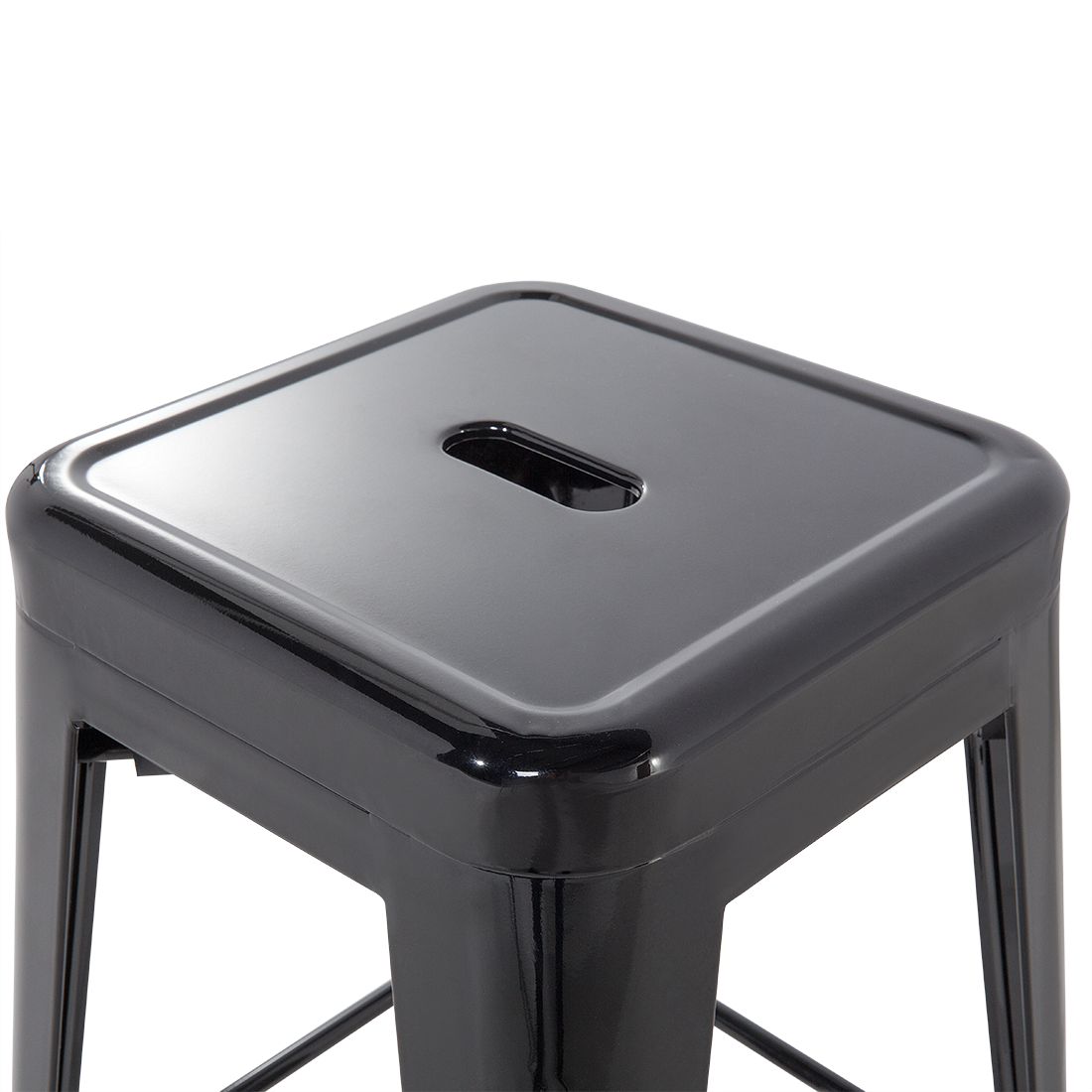 Set Of 2 Black Steel Bar Stools 76cm Stackable