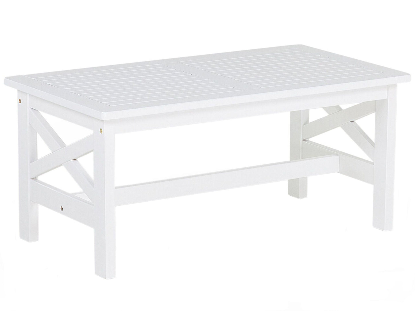 Garden White Acacia Wood Coffee Table 100 x 55cm Weatherproof Nordic
