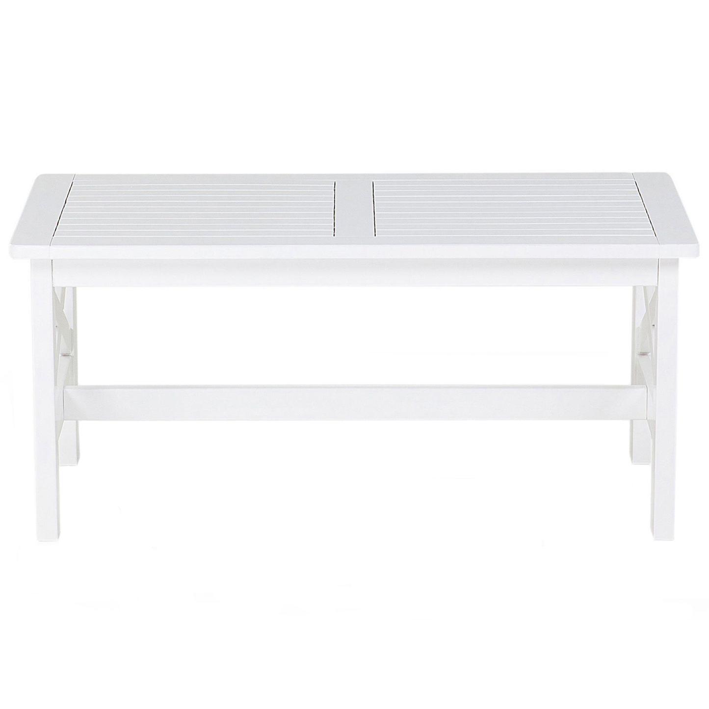 Garden White Acacia Wood Coffee Table 100 x 55cm Weatherproof Nordic