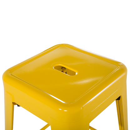 Yellow Metal Bar Stools Set Of 2 60cm Stackable Industrial