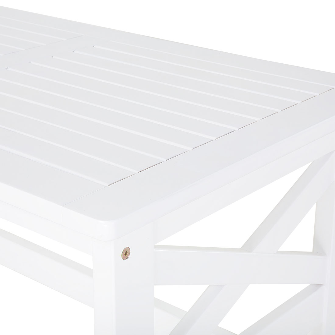 Garden White Acacia Wood Coffee Table 100 x 55cm Weatherproof Nordic