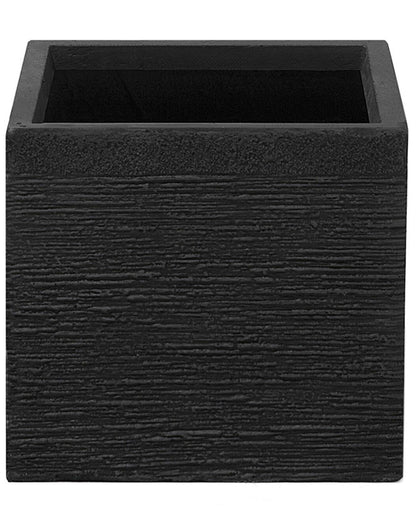 Solid Black Fibre Clay Square Plant Pot Planter 30 x 28cm UV Resistant Minimalist Design