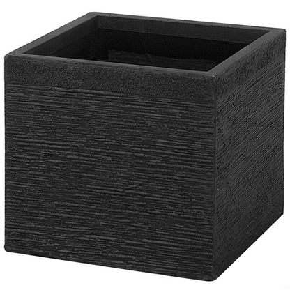 Solid Black Fibre Clay Square Plant Pot Planter 30 x 28cm UV Resistant Minimalist Design