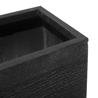 Solid Black Fibre Clay Square Plant Pot Planter 30 x 28cm UV Resistant Minimalist Design