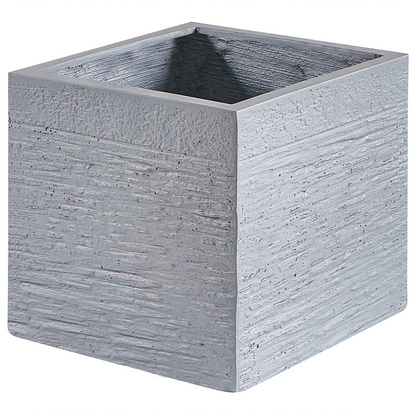 Solid Grey Fibre Clay Square Plant Pot 30 x 28cm UV Resistant