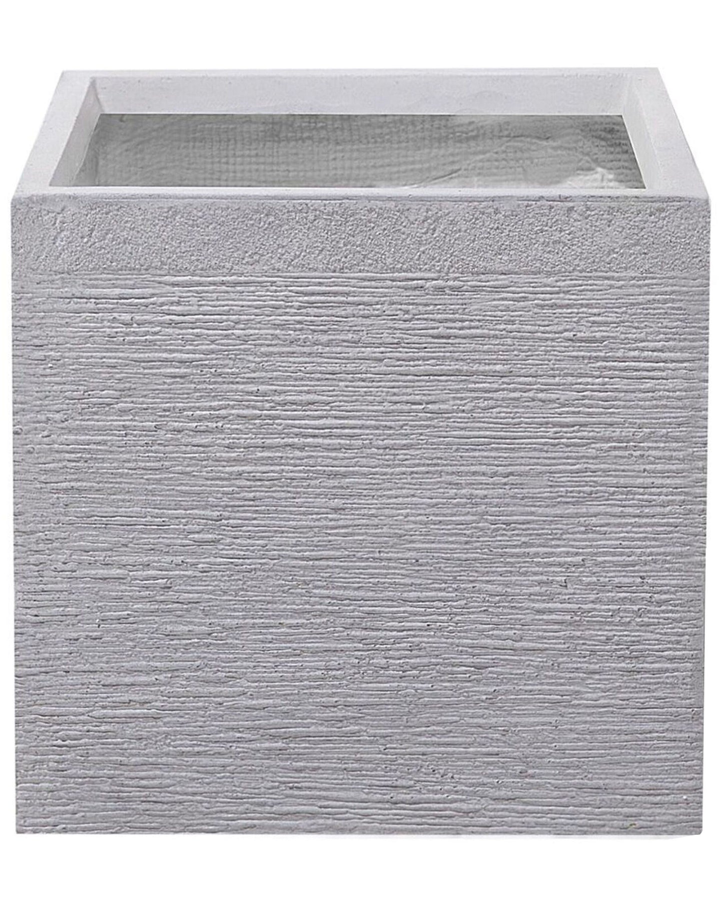 Plant Pot Planter Fibre Clay Square 40 x 38cm Solid Grey UV Resistant Outdoor Use