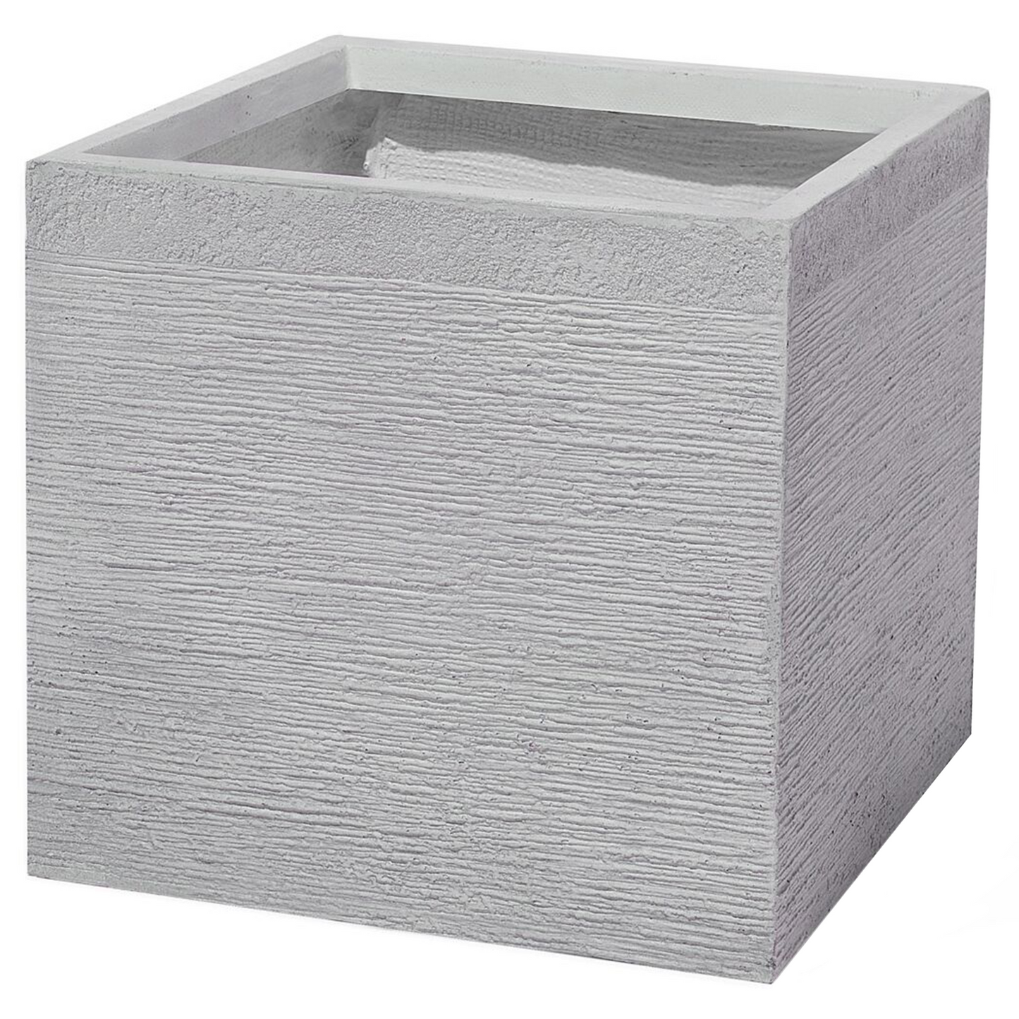 Plant Pot Planter Fibre Clay Square 40 x 38cm Solid Grey UV Resistant Outdoor Use
