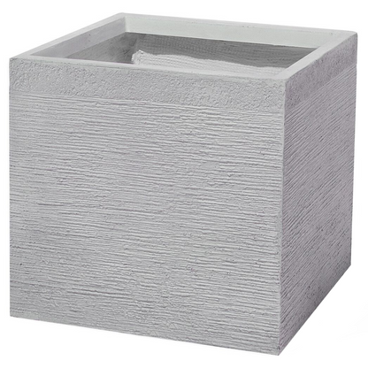 Plant Pot Planter Fibre Clay Square 40 x 38cm Solid Grey UV Resistant Outdoor Use