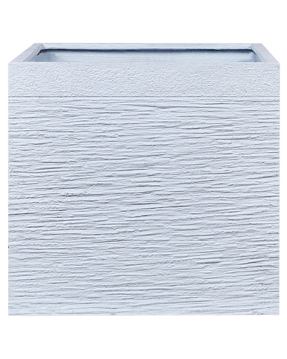 Solid White Fibre Clay Square Planter 50 x 48cm UV Resistant For Indoor Outdoor Use