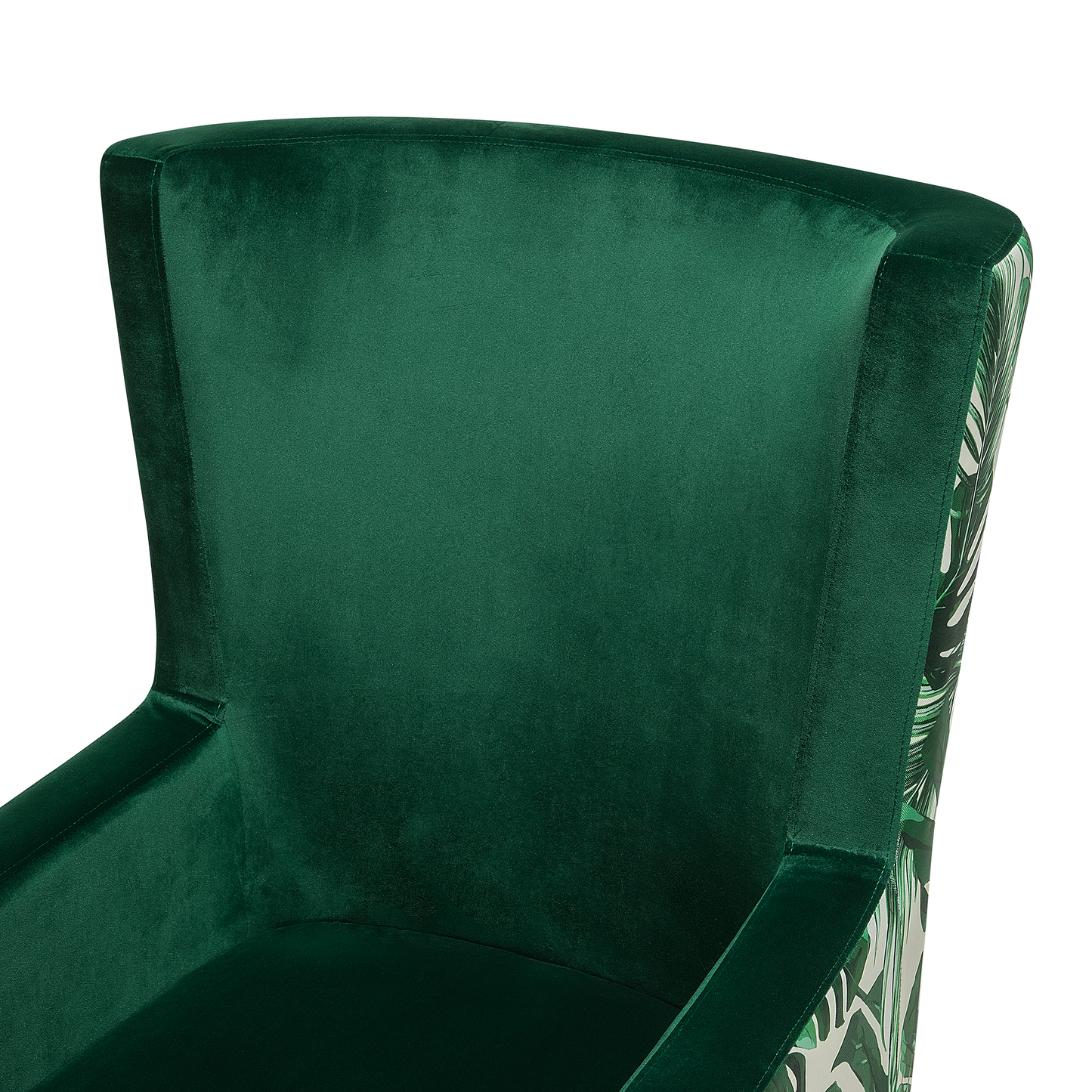 Elegant Home Wingback Chair Deep Green Velvet Upholstery High Back With Slanted Wooden Legs