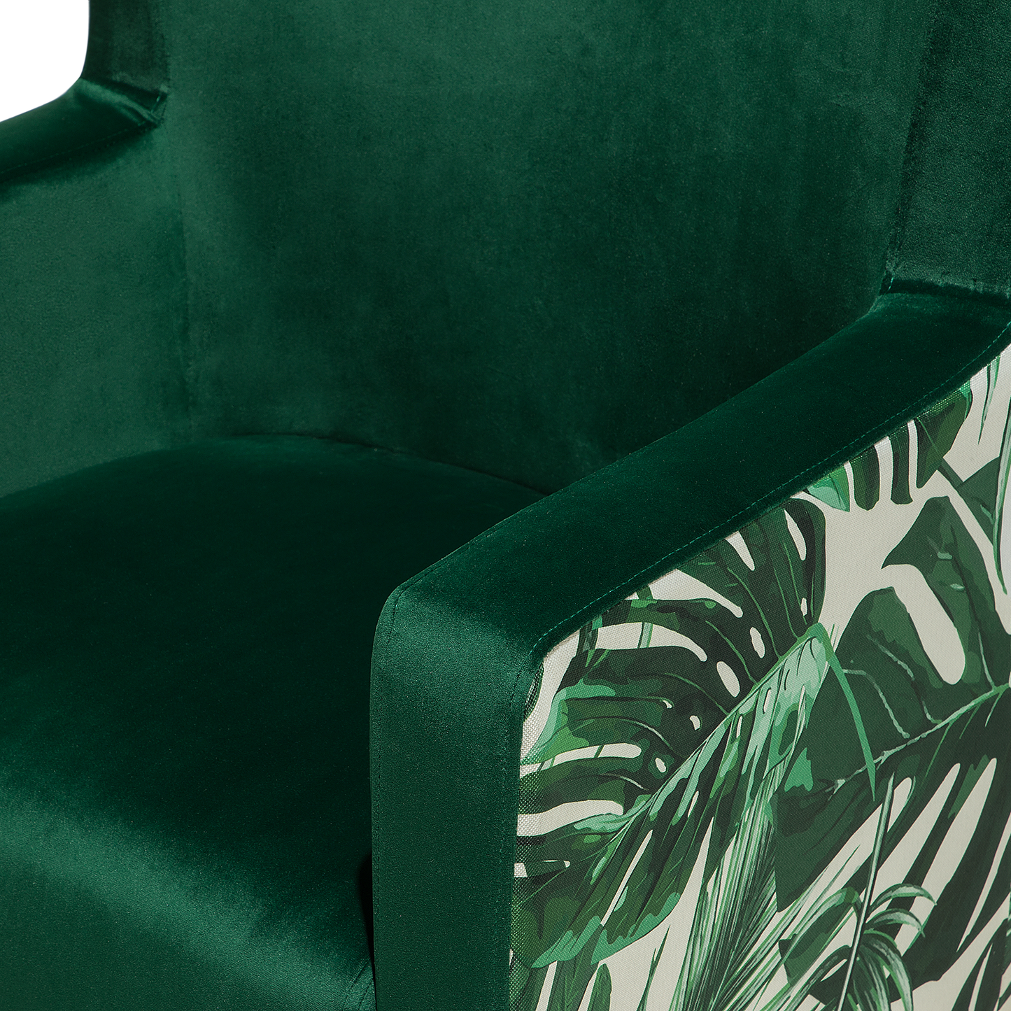Elegant Home Wingback Chair Deep Green Velvet Upholstery High Back With Slanted Wooden Legs