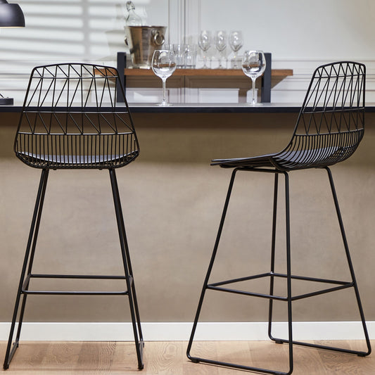 Black Bar Chairs Set Of 2 Counter Height Faux Leather