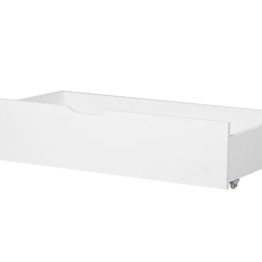 Set of 2 Bed Storage Drawers White Solid Wood Underbed Boxes with Wheels
