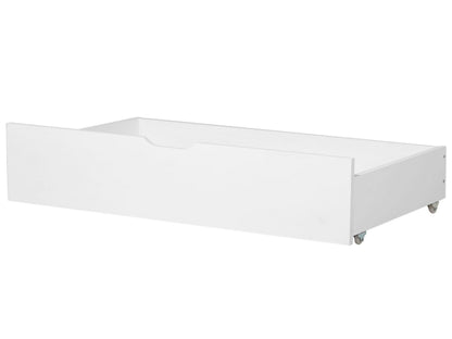 Set of 2 Bed Storage Drawers White Solid Wood Underbed Boxes with Wheels