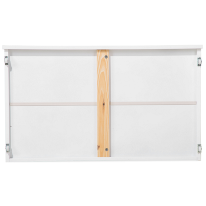 Set of 2 Bed Storage Drawers White Solid Wood Underbed Boxes with Wheels