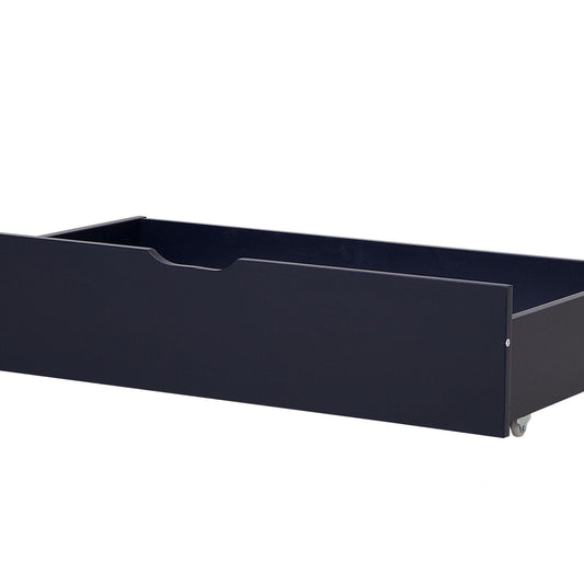 Navy Blue Underbed Drawer Set Solid Wood Wheels 2 Pack
