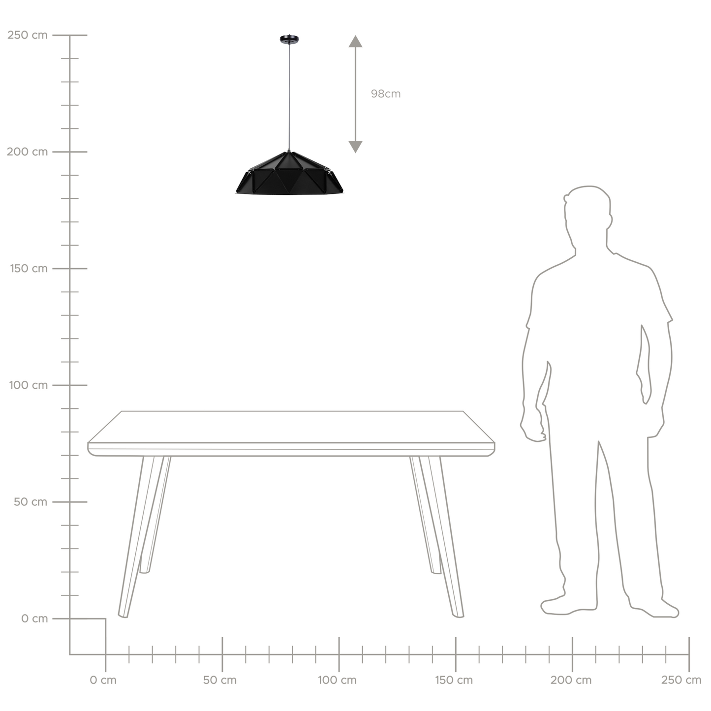 Pendant Lamp Black Metal Geometric 1 Light Modern