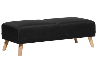 Otoman Black Fabric Upholstered Ottoman Solid Wood Legs