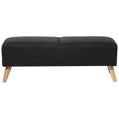 Otoman Black Fabric Upholstered Ottoman Solid Wood Legs