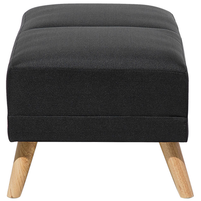 Otoman Black Fabric Upholstered Ottoman Solid Wood Legs