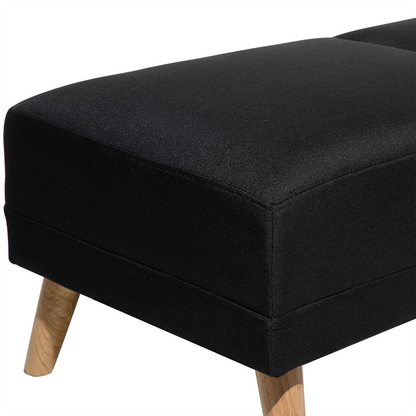 Otoman Black Fabric Upholstered Ottoman Solid Wood Legs