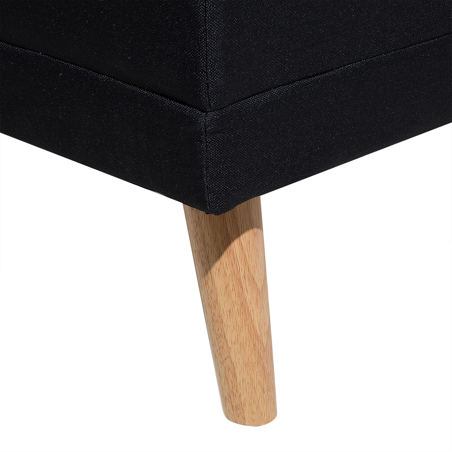 Otoman Black Fabric Upholstered Ottoman Solid Wood Legs