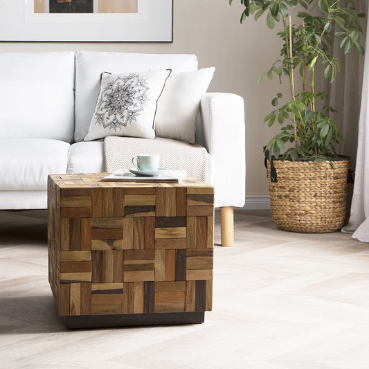 Cube Rustic Coffee Table Light Brown 45 x 45cm