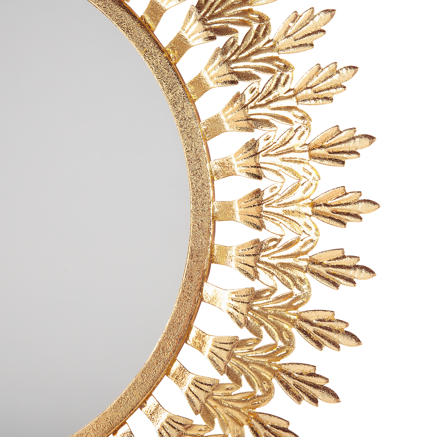 Gold Wall Mounted Sunburst Mirror 60cm Round Glass With Elegant Metal Frame Accent